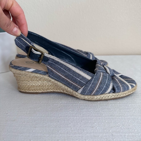 New Bella Vita Seraphina 2 Navy Stripe Espadrille Wedge Sandals Women’s 7WW - Picture 6 of 14